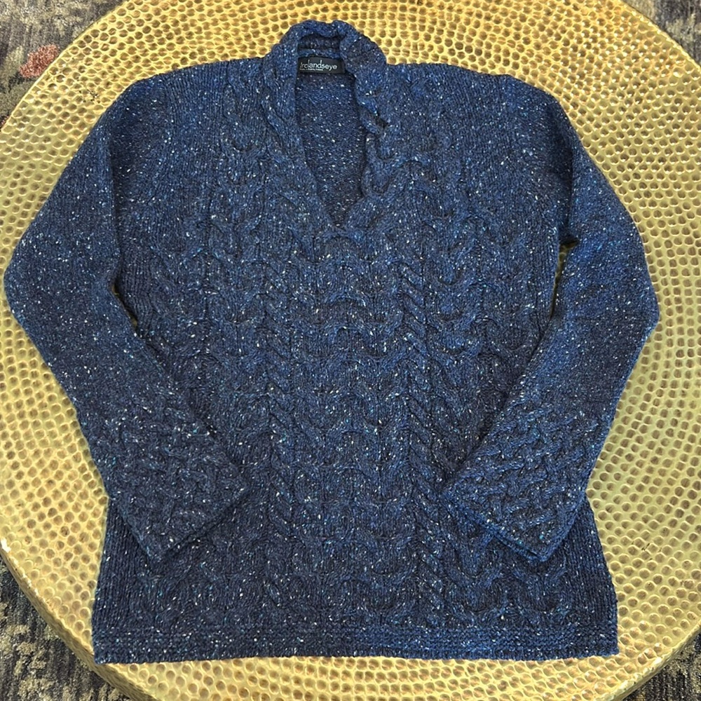 Irelandseye Blue Wool and Cashmere Sweater Made in Dublin Size XL